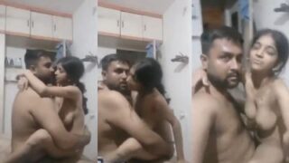 Naked Man Passionately Pleases Petite Woman